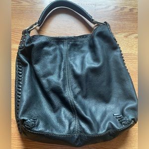 Lucky Brand Whipstitch Pebbled Hobo - Black
